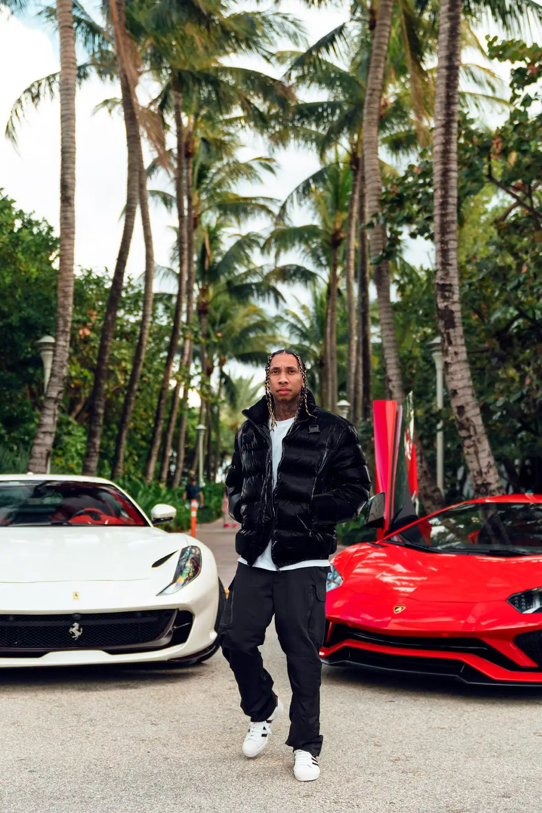 tyga with lamborghini aventador s and ferrari 812 from mph club