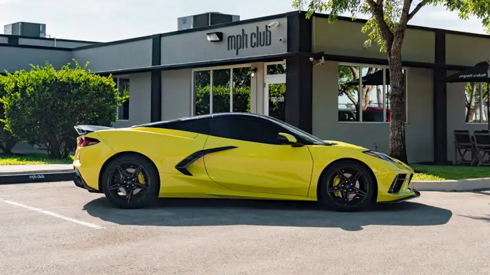 Chevrolet Corvette C8 Stingray rental side view mph club