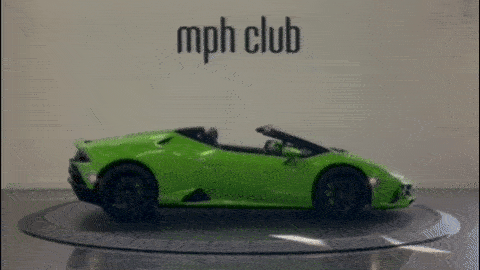 Green on black Lamborghini Huracan EVO Spyder rental - mph club