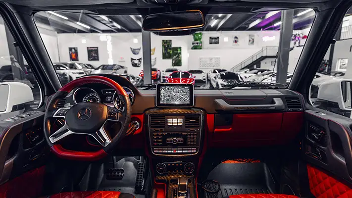 Mercedes Benz AMG G63 6x6 rental dashboard view - mph club