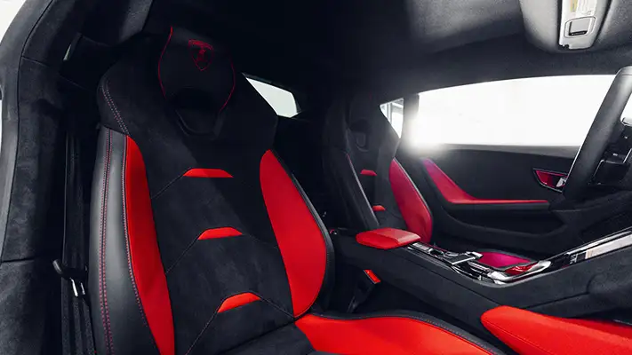White Lamborghini Huracan Tecnica rental Miami interior view - mph club