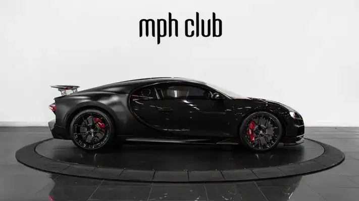 blk Bugatti Chiron rental side view - mph club